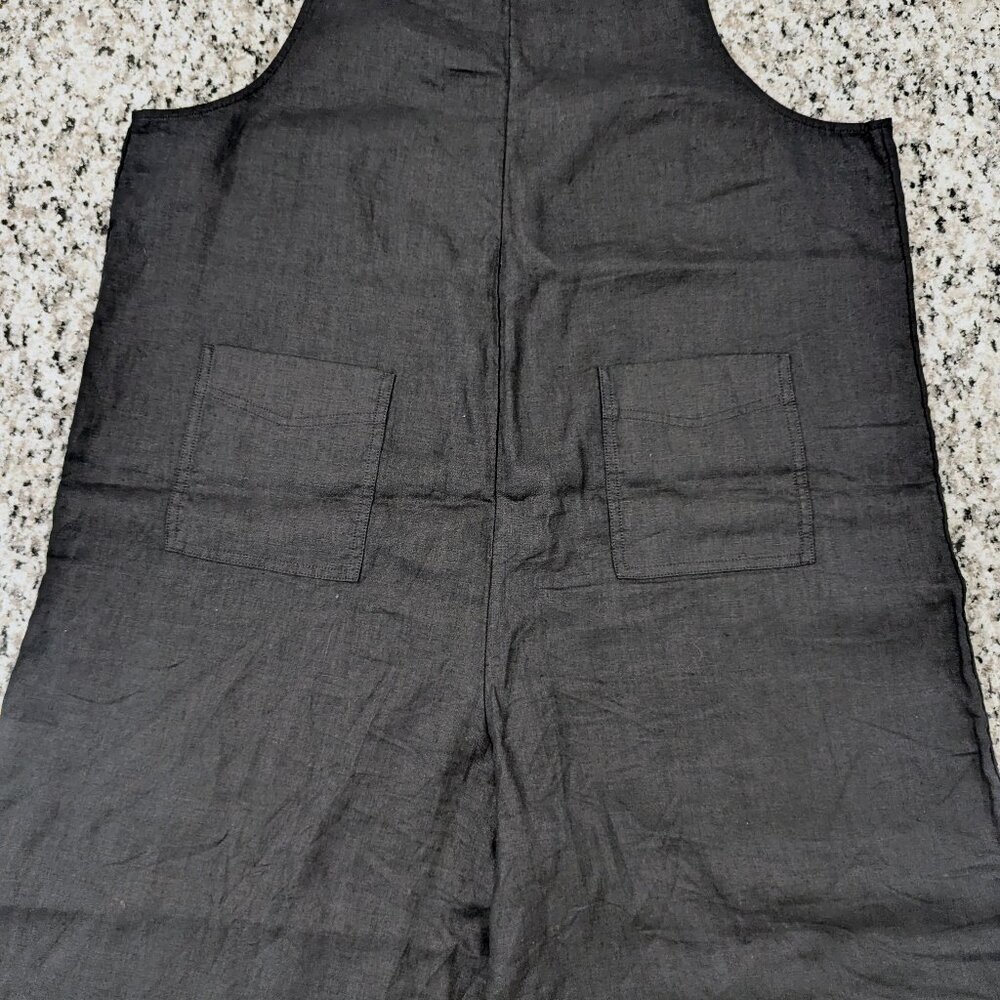 THE WHITE COMPANY 100% Linen Overalls 10 Dungarees Jumpsuit Black Loose Oversize - Picture 5 of 9